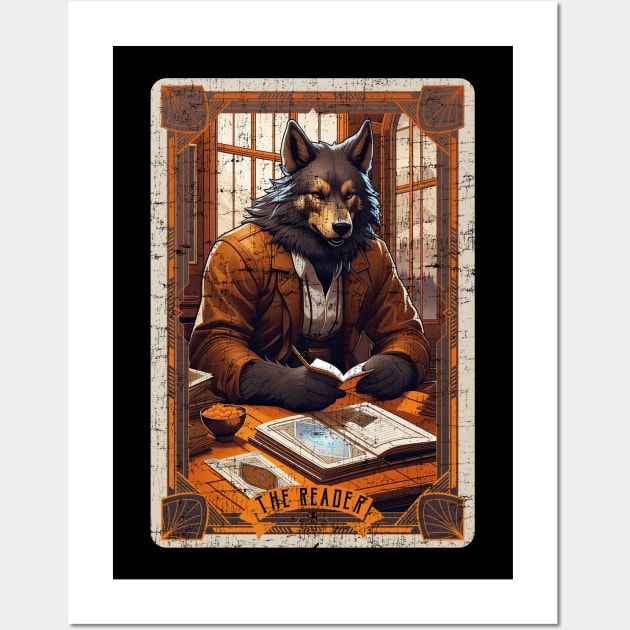 The Reader Retro Werewolf Halloween Tarot Card Wall Art by DanielLiamGill